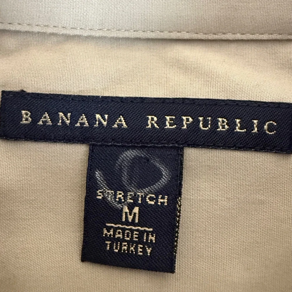 Banana Republic Mens Stretch Button Down Shirt Tan Khaki Long Sleeve Size M